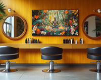 Vibrant African American wall art featuring abstract shapes and warm colors, perfect for modern home decor.