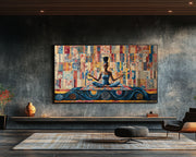 Meditative Black Woman Quilt African American wall art for home decor