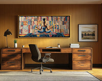 Colorful abstract design featuring vibrant shapes, perfect as African American wall art for modern decor.