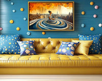 Colorful abstract canvas art featuring bold shapes, perfect for adding personality to any space as African American wall art.