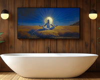 Vibrant abstract african american wall art showcasing rich colors and dynamic shapes on canvas.