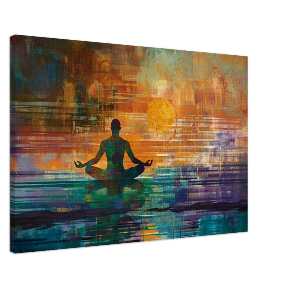 Sunset Meditation African American wall art featuring a serene figure in a colorful sunset backdrop.
