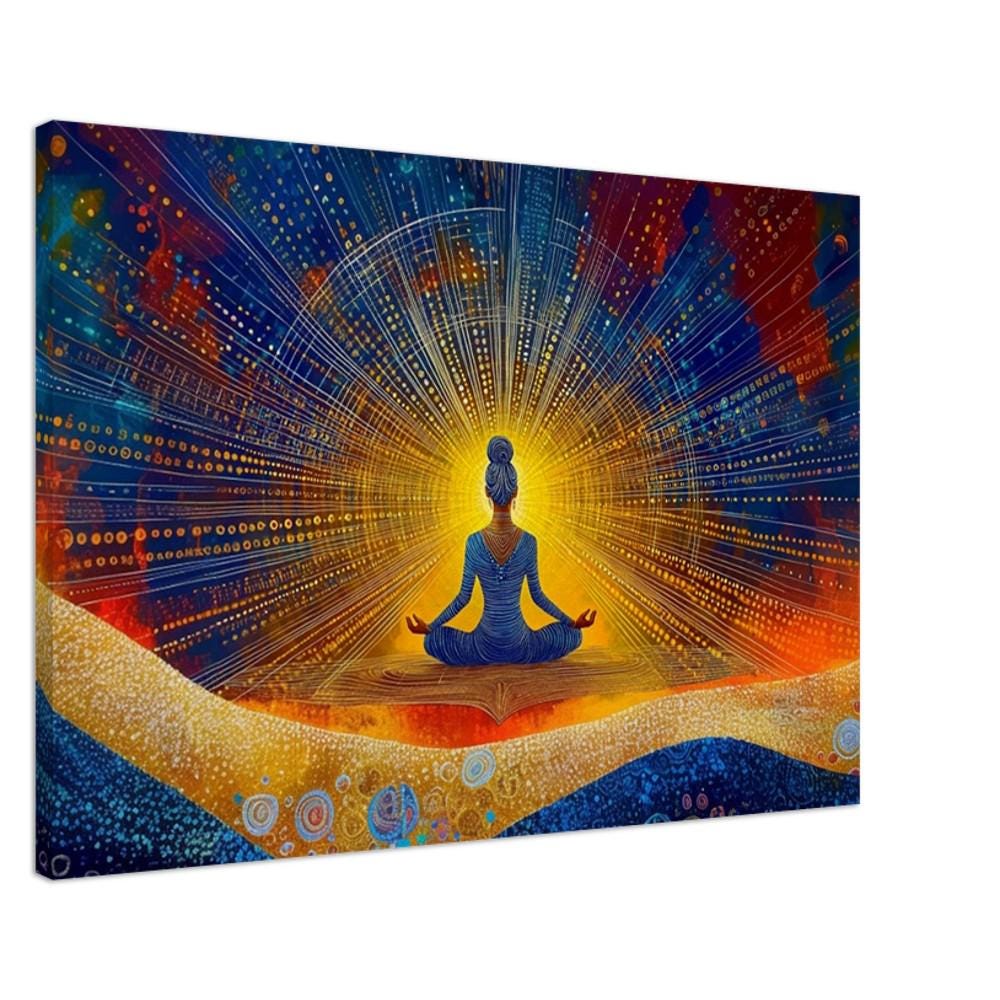 Cosmic Meditation African American canvas print by MoomZee Artwork