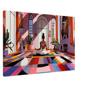 Sunlit Meditation African American canvas print by MoomZee Artwork