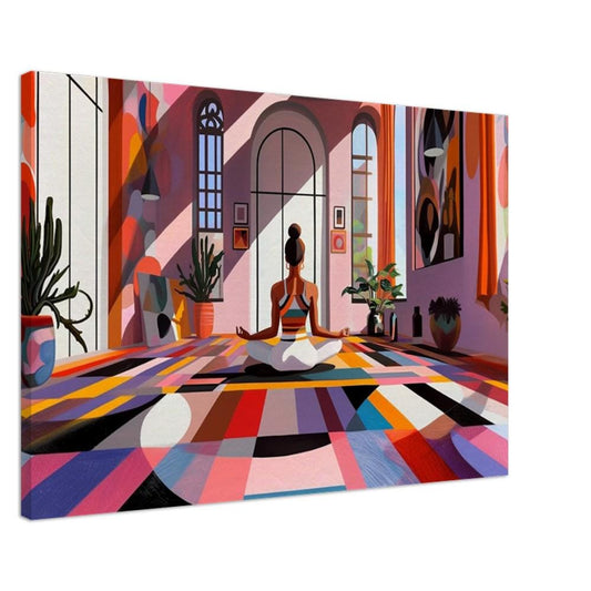 Modern Meditation Art - Colorful Canvas Print for Living Room or Yoga Studio - Gift for Her