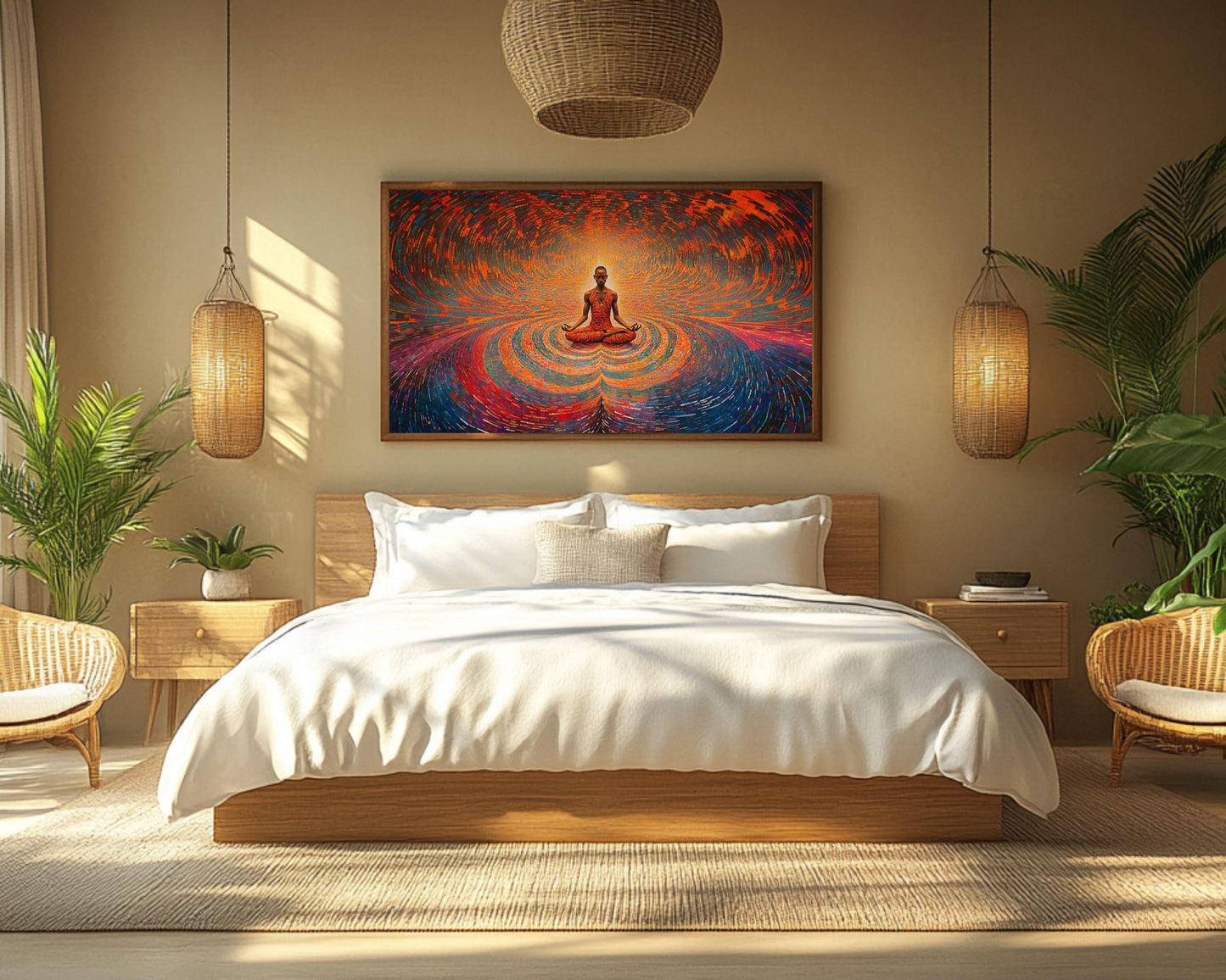 African American Meditation Canvas - Spiritual Wall Art for Living Room or Office - Gift for Yoga Lovers