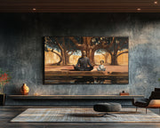 Black Father and Daughter Meditation Black man wall art for home decor