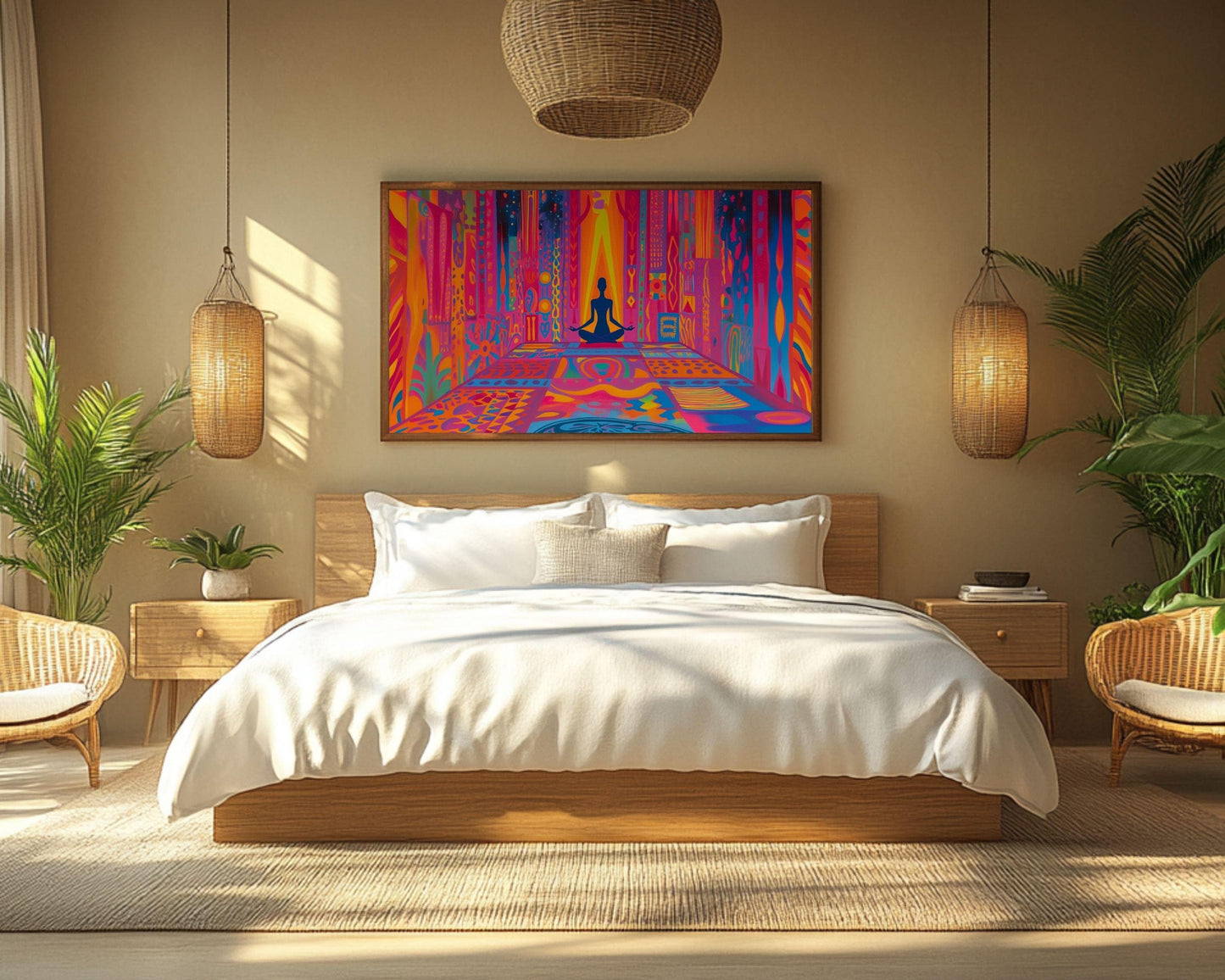 Modern Abstract Meditation Art - Vibrant Canvas Print for Living Room or Yoga Studio - Mindfulness Gift