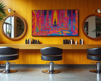 Vibrant abstract african american wall art featuring bold colors and dynamic shapes, perfect for modern home decor.