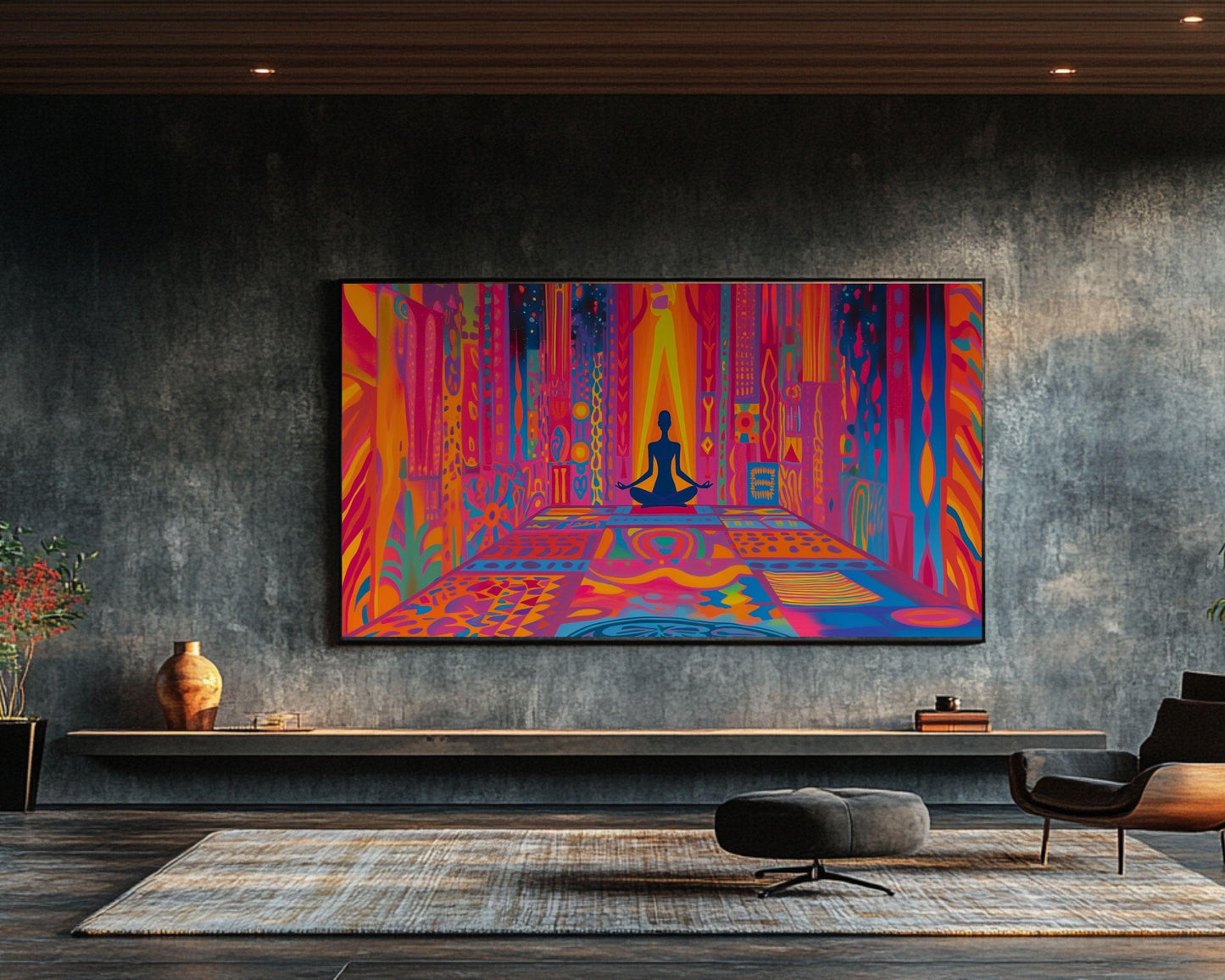 Modern Abstract Meditation Art - Vibrant Canvas Print for Living Room or Yoga Studio - Mindfulness Gift