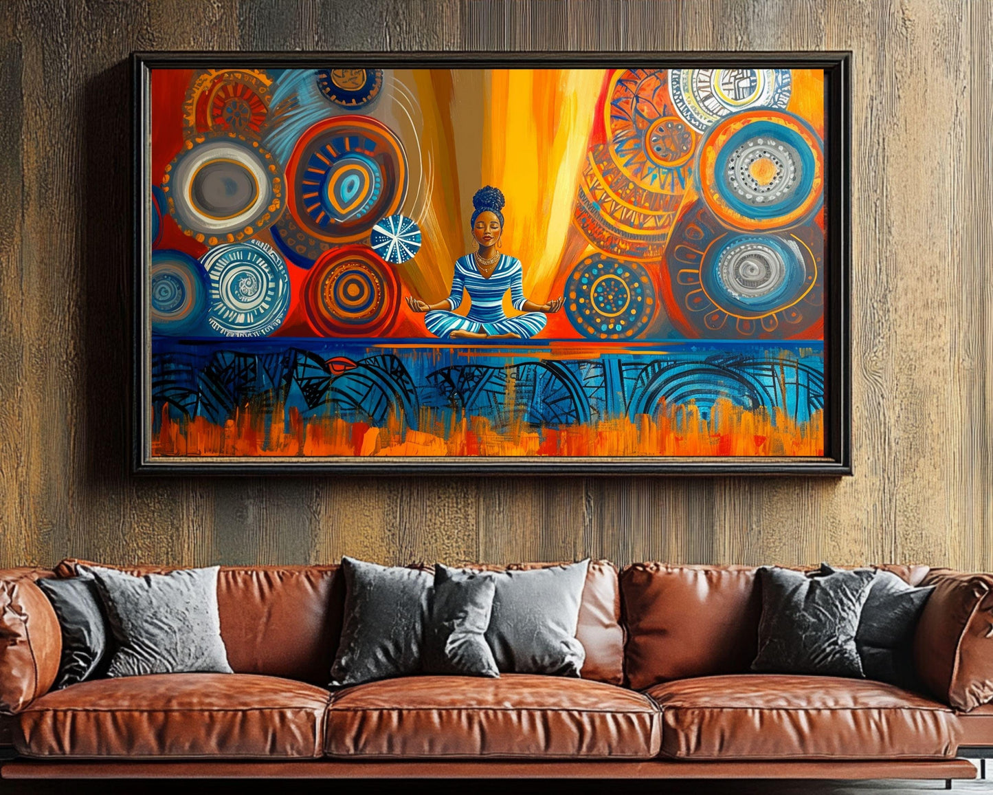 Meditation Art - Afrocentric Canvas Print for Living Room or Yoga Space - Spiritual Gift