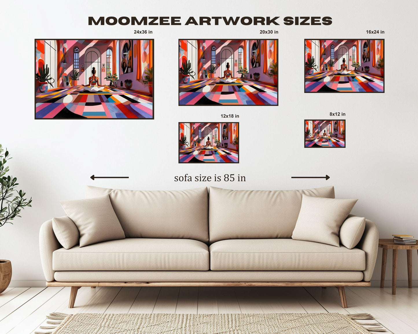 Modern Meditation Art - Colorful Canvas Print for Living Room or Yoga Studio - Gift for Her