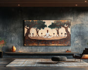 Black Father and Children Meditation Black family wall art for home decor