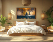 Black Father and Child Meditating Black family wall art artwork view