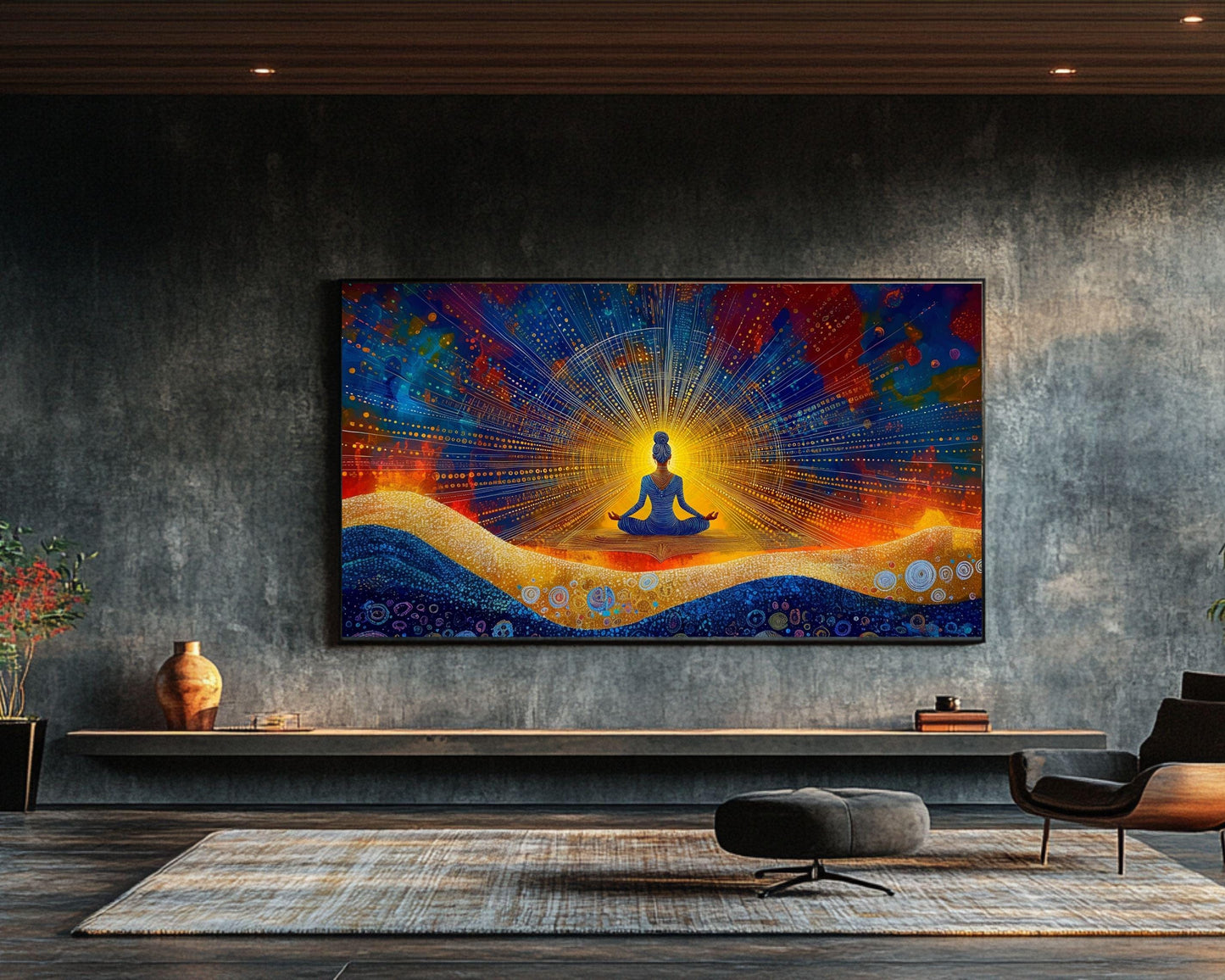 Cosmic Meditation Art - Spiritual Canvas Print for Living Room or Yoga Studio - Mindfulness Gift