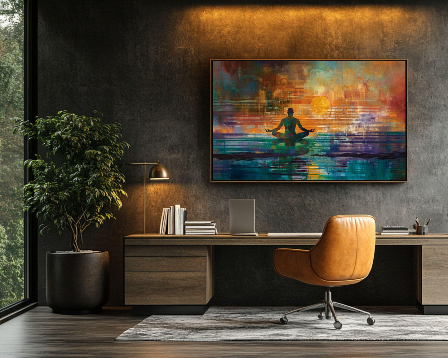 Abstract Meditation Art - Sunset Canvas Print for Living Room or Office - Spiritual Gift