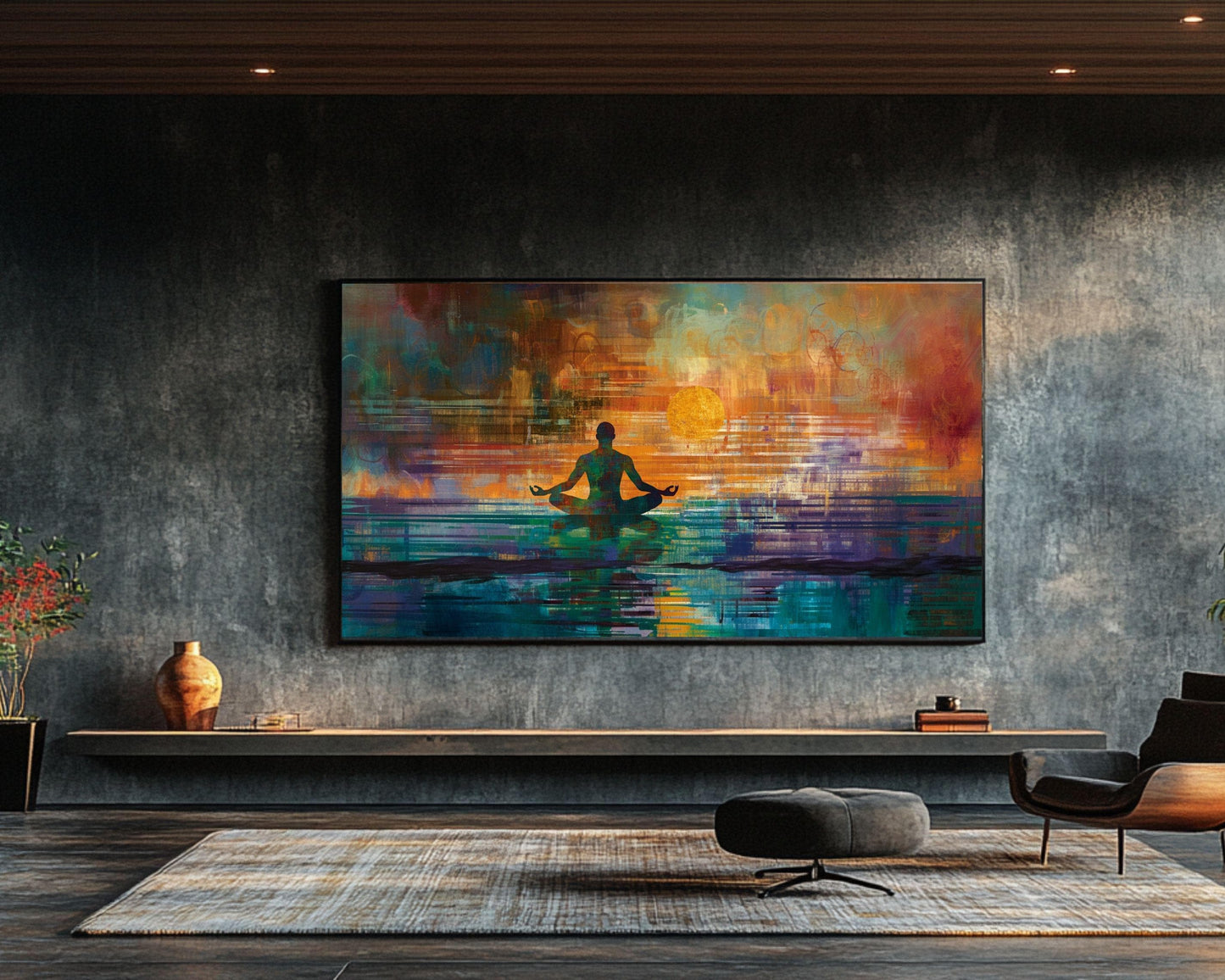 Abstract Meditation Art - Sunset Canvas Print for Living Room or Office - Spiritual Gift