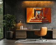 Meditating Black Man Geometric cultural wall decor print by MoomZee Artwork