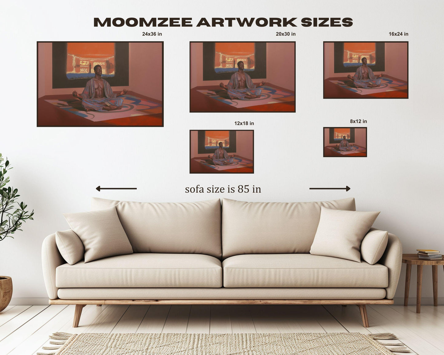 Black Man Meditation Art - Modern Canvas Print for Living Room or Yoga Studio - Afrocentric Gift