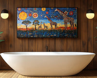 Vibrant abstract african american wall art on canvas showcasing rich colors and dynamic shapes.