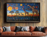 Giraffe Family African American canvas print for home decor