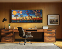 Bold and vibrant African American wall art featuring a striking abstract design on canvas.