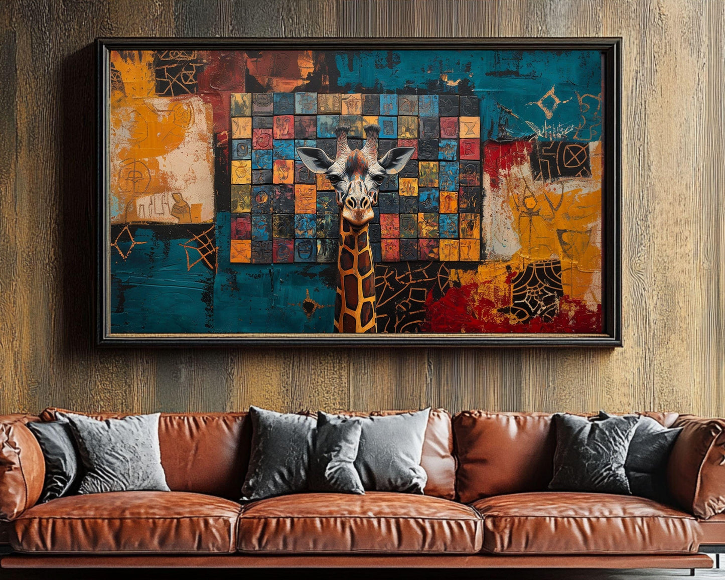 Abstract Giraffe Canvas Art - Bold African-Inspired Wall Decor