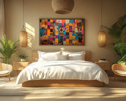Colorful Giraffe Black African American canvas print artwork view