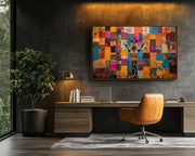 Colorful Giraffe Black cultural wall decor print by MoomZee Artwork