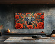African Elephant Floral Black African American canvas print for home decor