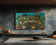 Close-up of Haitian Folk Elephants Caribbean wall art detail