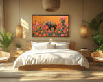 Jungle Elephant Floral African American Wall Art