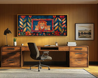 Vibrant canvas art featuring a beautiful African American woman, perfect for adding a touch of grace to your space.