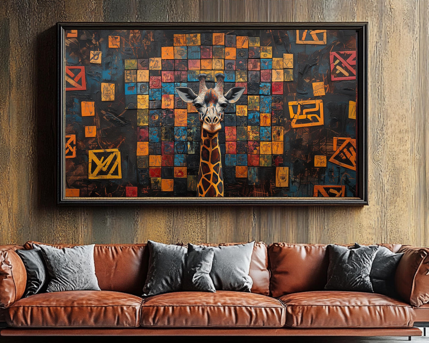 Abstract Giraffe Wall Art | Vibrant African-Inspired Canvas