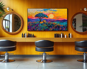 Lion at Sunset Black African American canvas print artwork by MoomZee Artwork