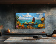 Rastafarian Mermaid Black Caribbean wall art for home decor