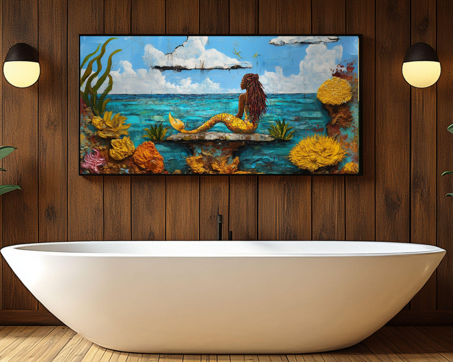 Rastafarian Mermaid Canvas | Vibrant Ocean-Inspired Wall Art