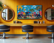 Haitian Village Elephants Black Caribbean wall art canvas print by MoomZee Artwork