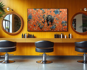 Alternate view of Majestic Elephant Black with Vibrant Floral Background African American canvas print