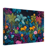Haitian folk art lion canvas as vibrant African American wall art depicting a bold and colorful black artwork.