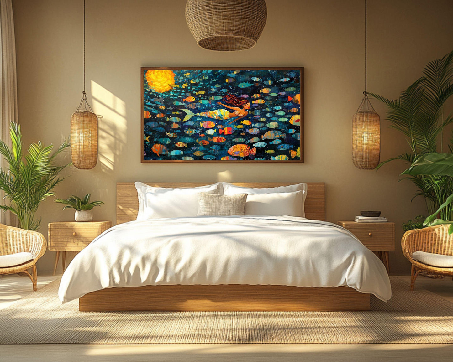 Cheerful Mermaid Canvas | Vibrant Underwater Wall Art