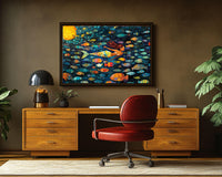 Vibrant abstract canvas art featuring bold colors and shapes, perfect as african american wall art for modern decor.