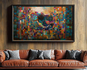 Alternate view of Mermaid Black with Quilt Design Caribbean wall art canvas print