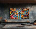 Colorful Giraffe African American Wall Art Canvas