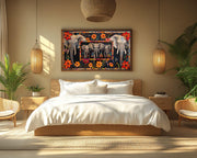 Elephants Floral Patchwork African American canvas print artwork view