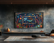Colorful Mermaid Black Caribbean wall art for home decor