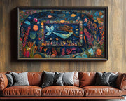 Alternate view of Colorful Mermaid Black Caribbean wall art canvas print