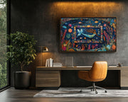 Colorful Mermaid Black cultural wall decor print by MoomZee Artwork
