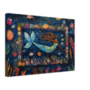 Colorful mermaid canvas art featuring vibrant hues, showcasing african american wall art in a stunning design.