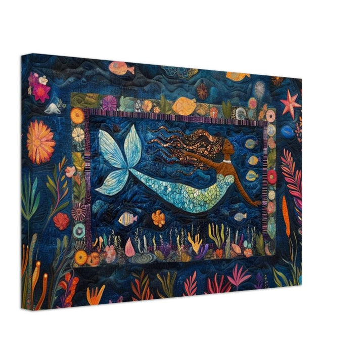 Colorful mermaid canvas art featuring vibrant hues, showcasing african american wall art in a stunning design.